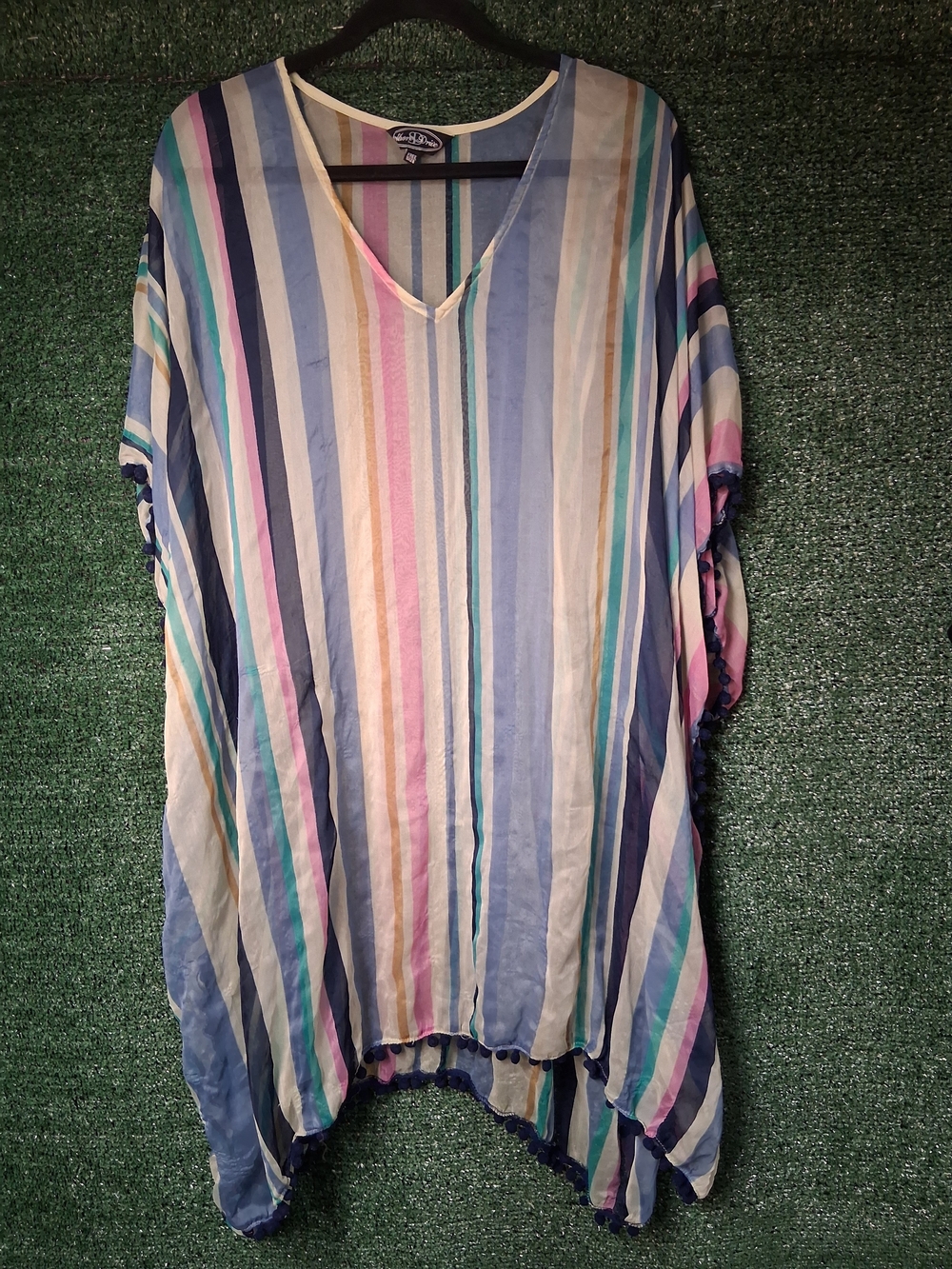 Lightweight Striped V-Neck Tunic in Pastel Multi — Womens